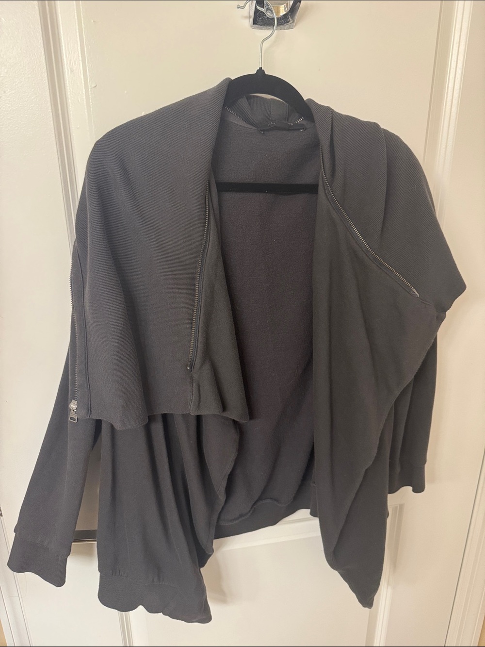 All Saints Black Draped Zip-Detail Open Cardigan